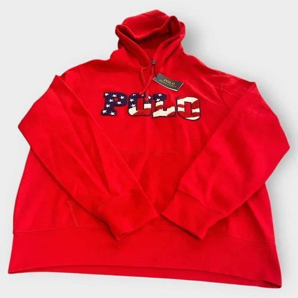 Polo Ralph Lauren Americana Fleece Hoodie Mens size Medium New with Tags